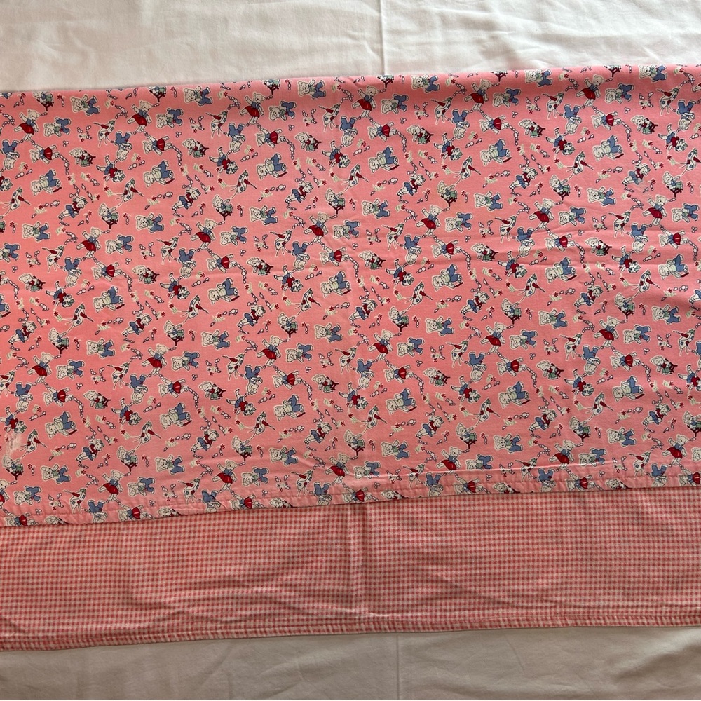 Vintage Pink Baby Blanket and soft Flannel Gingham Fabric‎ 33” x 39”